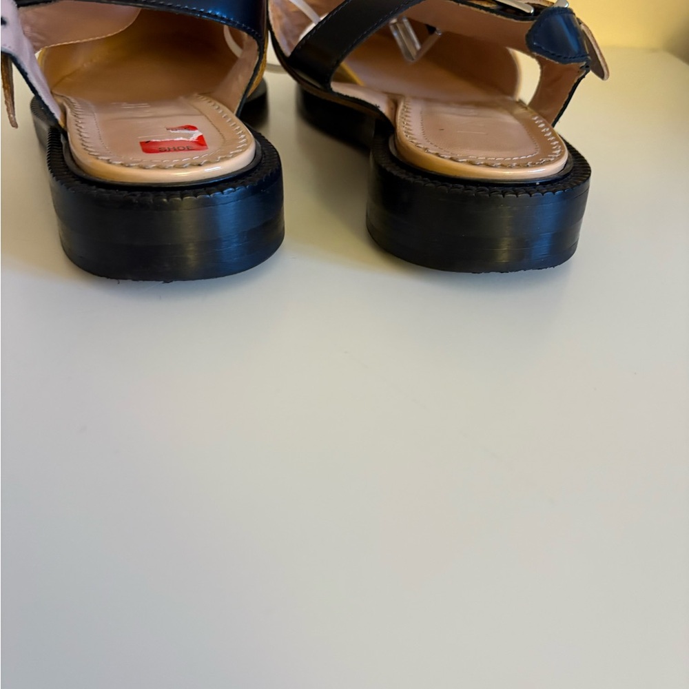 Inch2 Slingback Sandals Beige Brown Patent Leather Tan  Flats 7.5 - Picture 9 of 13